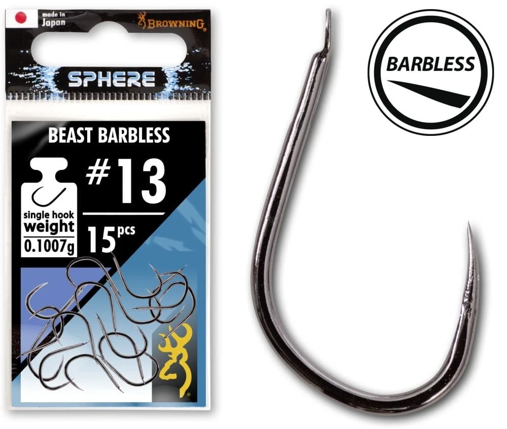 Browning Sphere Beast Barbless Hook With Spade 10 (15 Stuks) 3 Browning Sphere Beast Barbless Hook With Spade 10 (15 Stuks)