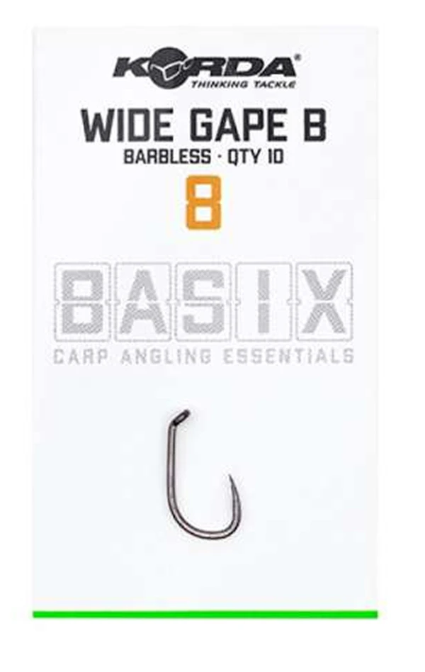 Korda Basix Wide Gape Barbless Size 8 3 Korda Basix Wide Gape Barbless Size 8